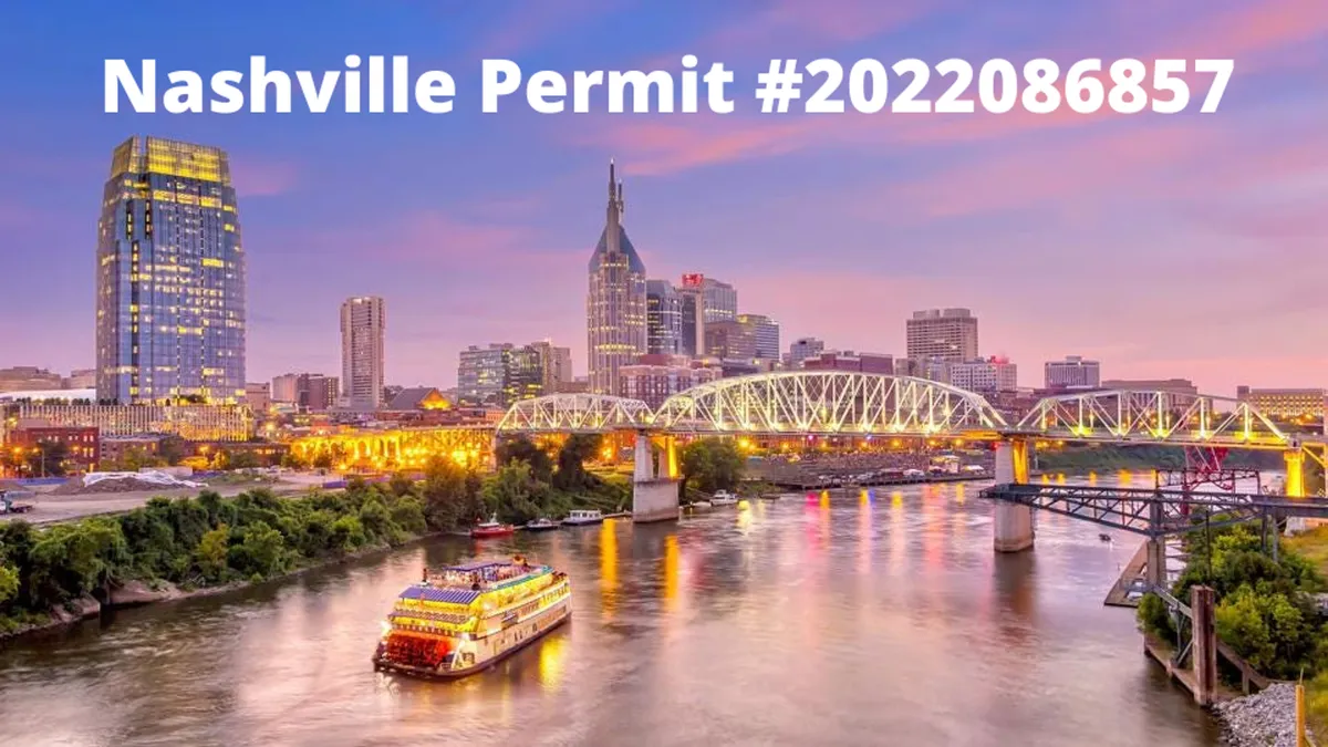 This image features the Nashville skyline, a riverboat cruising along the river, bridges spanning the water, and city lights beginning to glow as evening approaches. People can be seen sightseeing and walking along the riverfront, creating an energetic, festive mood that hints at Nashville's lively nightlife and community activities.